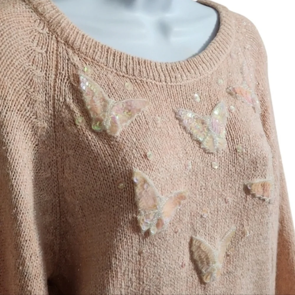 Heidi Pink Butterfly Bling Women's Sweater